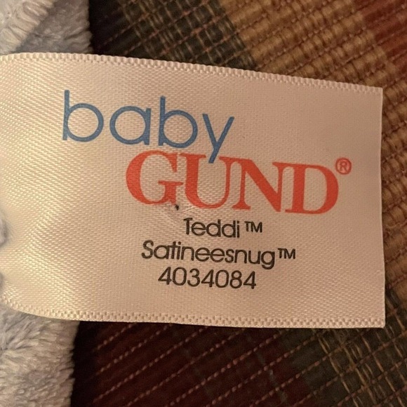 Baby Gund Blue Tan Teddi Satineesnug Bear Lovey Lovie Security Blanket C… - Picture 4 of 5